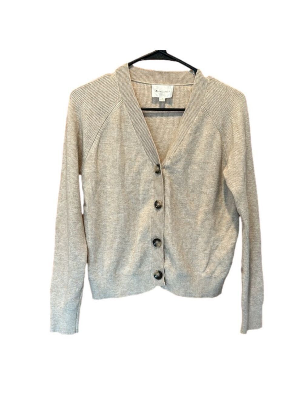 Line and Dot Cream/Tan Ribbed Cardigan with Buttons Size Small